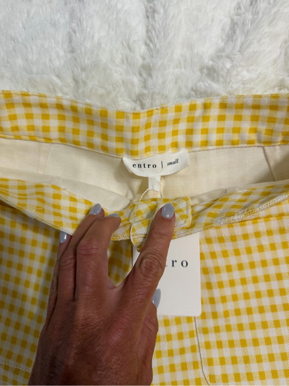NWT Entro Yellow Gingham High Waist Shorts Size Small Preppy Summer Cottagecore - Picture 2 of 3